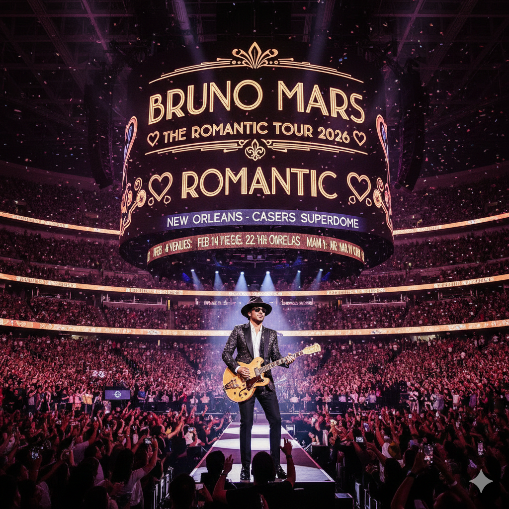 Bruno Mars Brings "The Romantic Tour" to New Orleans: A Star-Studded Night at Caesars Superdome