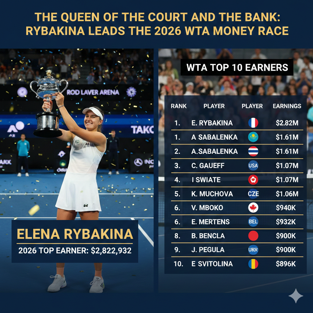 The Top 10 WTA Earners: Elena Rybakina Remains WTA’s Highest Earner in 2026