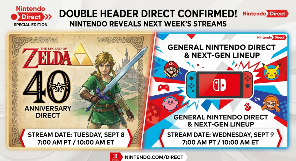 Nintendo Direct Double Header Confirmed: Zelda 40th Anniversary & Next-Gen Lineup Stream Dates