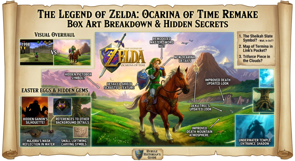 The Legend of Zelda: Ocarina of Time Remake Box Art Breakdown & Hidden Secrets